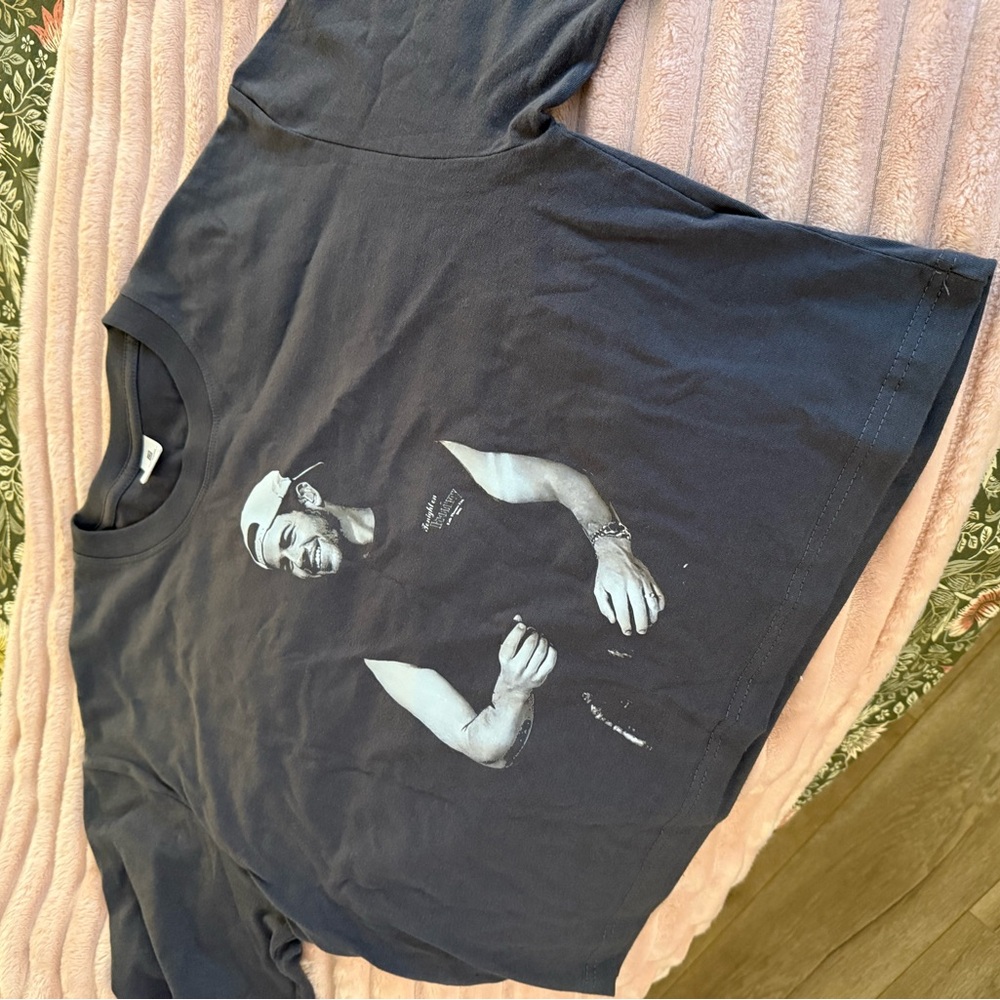 Nick Jonas Dark Gray Graphic Short Sleeve Crop Tee
